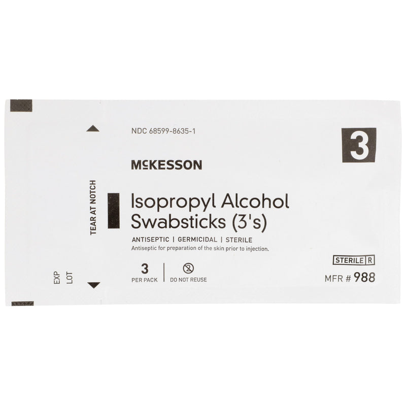 McKesson Impregnated Swabstick 70% Strength Isopropyl Alcohol Individual Packet Sterile (854754_PK) 1/PK