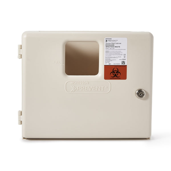 McKesson Prevent® Sharps Container Cabinet / Wall Enclosure High Impact Polystyrene Wall Mount Locking (855128_CS) 2/CS