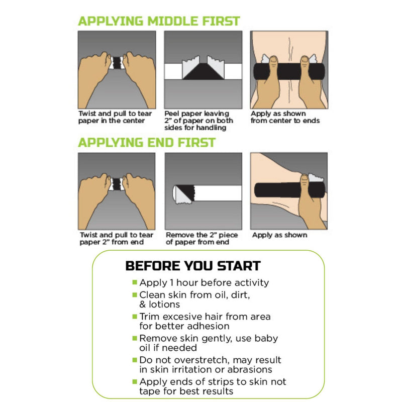 Green Drop™ Kinesiology Tape Black 2 X 10 Inch Nylon / Polyester / Spandex NonSterile (1230639_CS) 200/CS