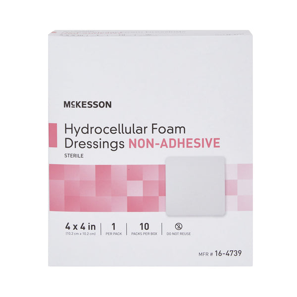 McKesson Foam Dressing 4 X 4 Inch Without Border Film Backing Nonadhesive Square Sterile (1138304_CS) 100/CS