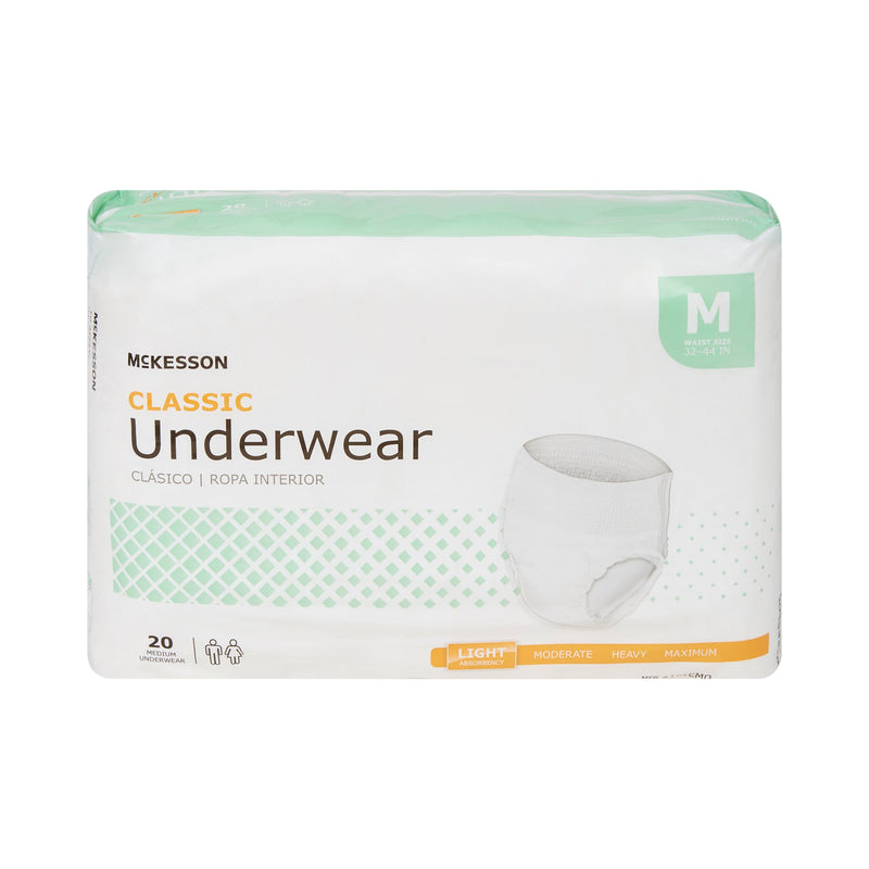 McKesson Classic Unisex Adult Absorbent Underwear Pull On with Tear Away Seams Medium Disposable Light Absorbency (884177_CS) 4/CS