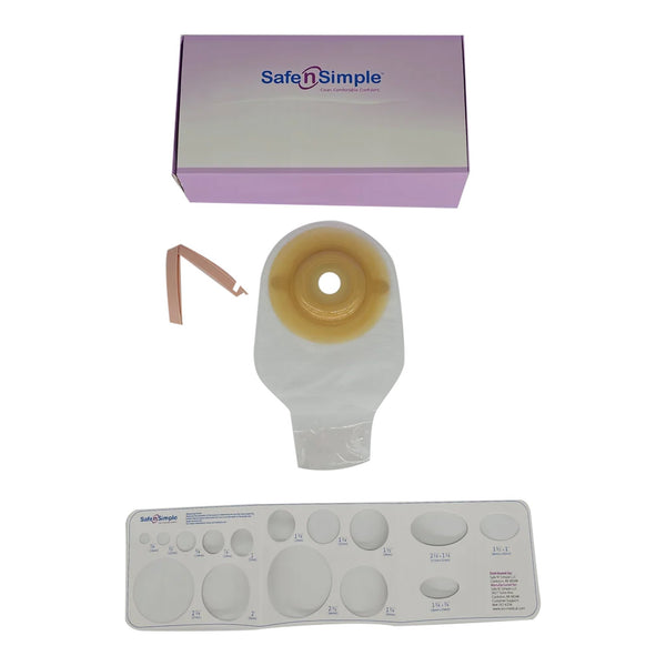 Safe n Simple™ Ostomy Pouch One-Piece System 12 Inch Length Convex, Pre-Cut 1 Inch Stoma Drainable (1243995_BX) 10/BX