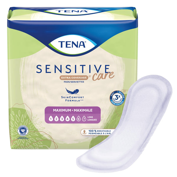 TENA® Sensitive Care Maximum Extra Coverage Long Bladder Control Pad 15 Inch Length Heavy Absorbency Dry-Fast Core™ One Size Fits Most (1009254_BG) 39/BG