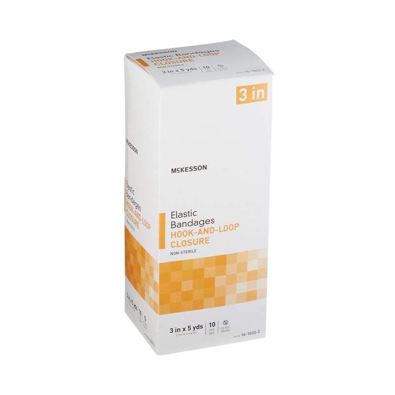 McKesson Elastic Bandage 3 Inch X 5 Yard Single Hook and Loop Closure Tan NonSterile Standard Compression (454619_BX) 10/BX