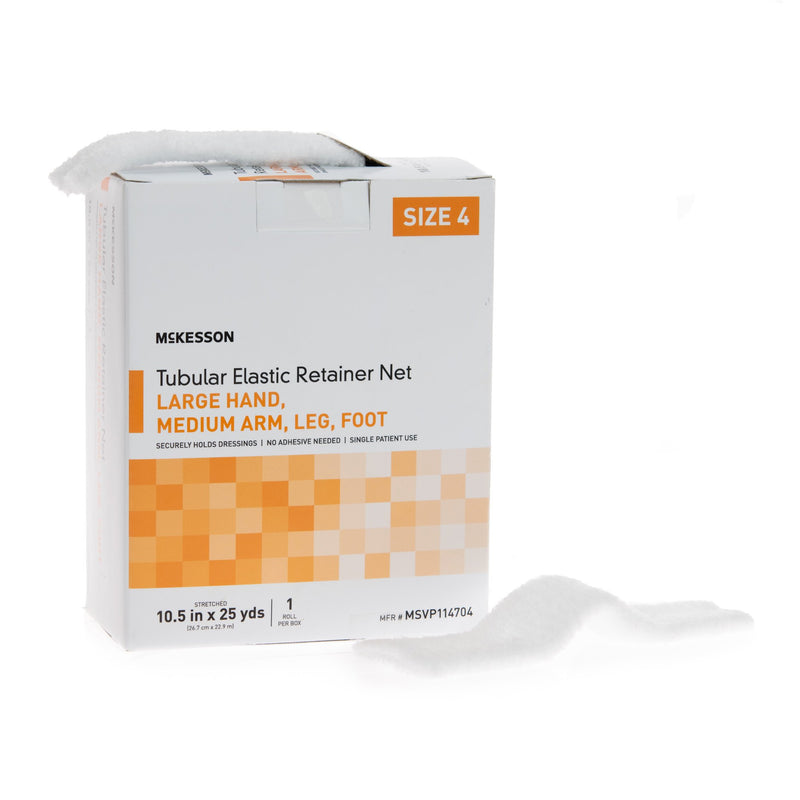 McKesson Elastic Net Retainer Dressing Tubular Elastic 10-1/2 Inch X 25 Yard (26.7 cm X 22.9 m) Size 4 White Large Hand / Medium Arm / Leg / Foot NonSterile (1113348_BX) 1/BX