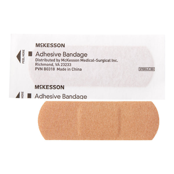 McKesson Adhesive Strip 1 X 3 Inch Fabric Rectangle Tan Sterile (466872_BX) 100/BX