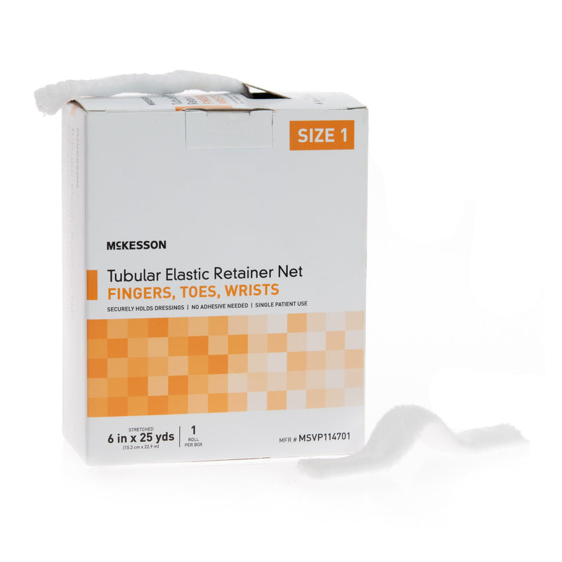 McKesson Elastic Net Retainer Dressing Tubular Elastic 6 Inch X 25 Yard (15.2 cm x 22.9 m) Size 1 White Finger / Toe / Wrist NonSterile (1113345_BX) 1/BX