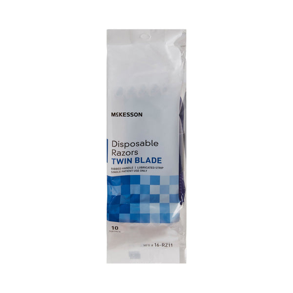 McKesson Personal Razor with Lubricating Strip Single Edge Twin Blade NonSterile Disposable (899539_CS) 72/CS