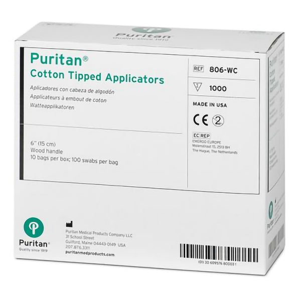 Puritan® Swabstick Cotton Tip Wood Shaft 6 Inch NonSterile 1000 per Pack (321667_BX) 1000/BX