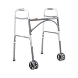 McKesson Bariatric Dual Release Folding Walker with Wheels Adjustable Height Steel Frame 500 lbs. Weight Capacity 32 to 39 Inch Height (1065261_CS) 2/CS
