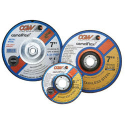 CGW Abrasives Depressed Center Wheel, 4 1/2 in Dia, 1/4 in Thick, 5/8 Arbor, Hardness Grade R (421-35621) Each