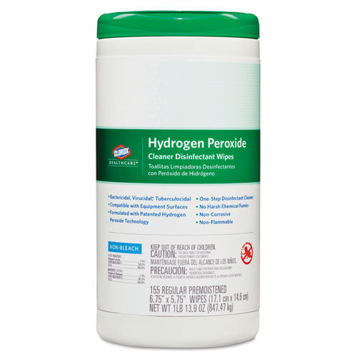 Clorox Healthcare Hydrogen Peroxide Cleaner Disinfectant Wipes, 5.75 X 6.75,155/canister (CLO30825) Each