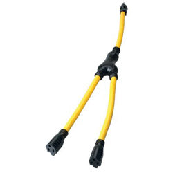 Coleman Cable Adapters, Y-Adapter, 2 Outlets, 3 1/2 in, Yellow (172-09018) 172-09018