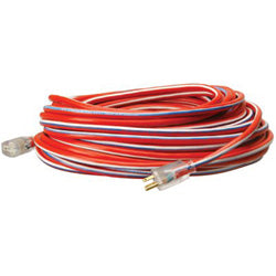 Coleman Cable Stripes® Extension Cord, 100 ft, 1 Outlet, Red/White/Blue (172-02549USA1) Each