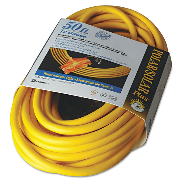 Coleman Cable Tri-Source™ Polar/Solar Plus® Multiple Outlet Cord, 50 ft, 3 Outlets, Yellow (172-03488) Each