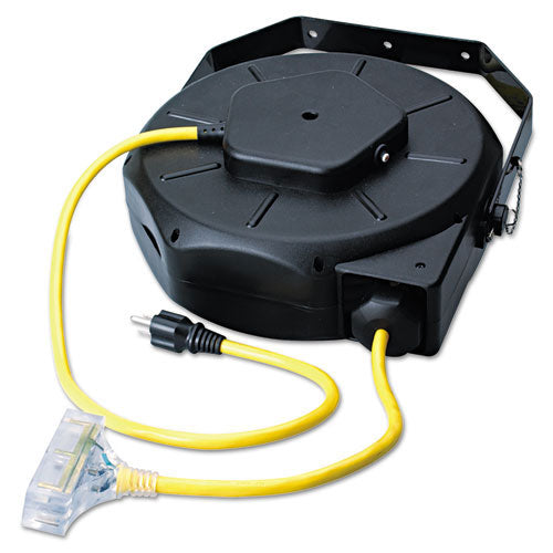 Coleman Cable Luma-Site® Cord Reels with Lighted Tri Source®, 50 ft, 3 Outlets, Yellow (172-04820) Each
