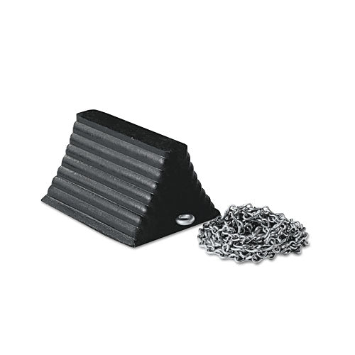 Cortina Wheel Chocks, 8 in W x 10 in L x 6 in H, Rubber, 12 ft Chain, Black (831-2048WCC) Each