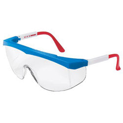 Crews Stratos Spectacles, Clear Lens, Scratch-Resistant, Blue/Red/White Frame, Nylon (135-SS130) Each