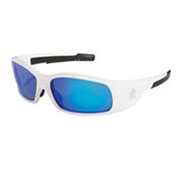 Crews Swagger Safety Glasses, Blue Diamond Mirror Lens, White Frame (135-SR128B) 1 Pair