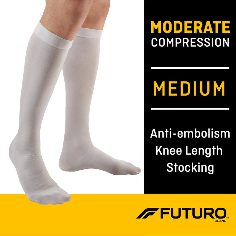 3M™ Futuro™ Anti-embolism Stocking Knee High Medium / Regular White Closed Toe (1084276_CS) 6/CS