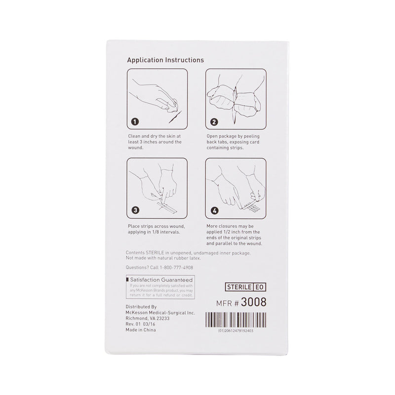McKesson Skin Closure Strip 1/4 X 1-1/2 Inch Nonwoven Material Reinforced Strip White (876307_PK) 1/PK