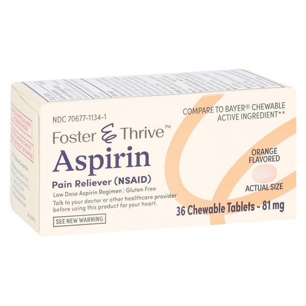 Foster & Thrive™ Pain Relief 81 mg Strength Aspirin Chewable Tablet 36 per Box (1238924_BX) 36/BX