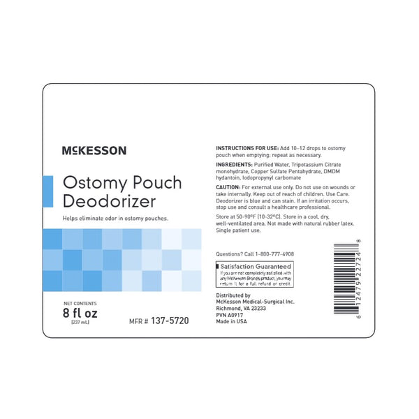 McKesson Ostomy Appliance Deodorant 8 oz., Squeeze Bottle, Unscented (1081292_EA) 1/EA