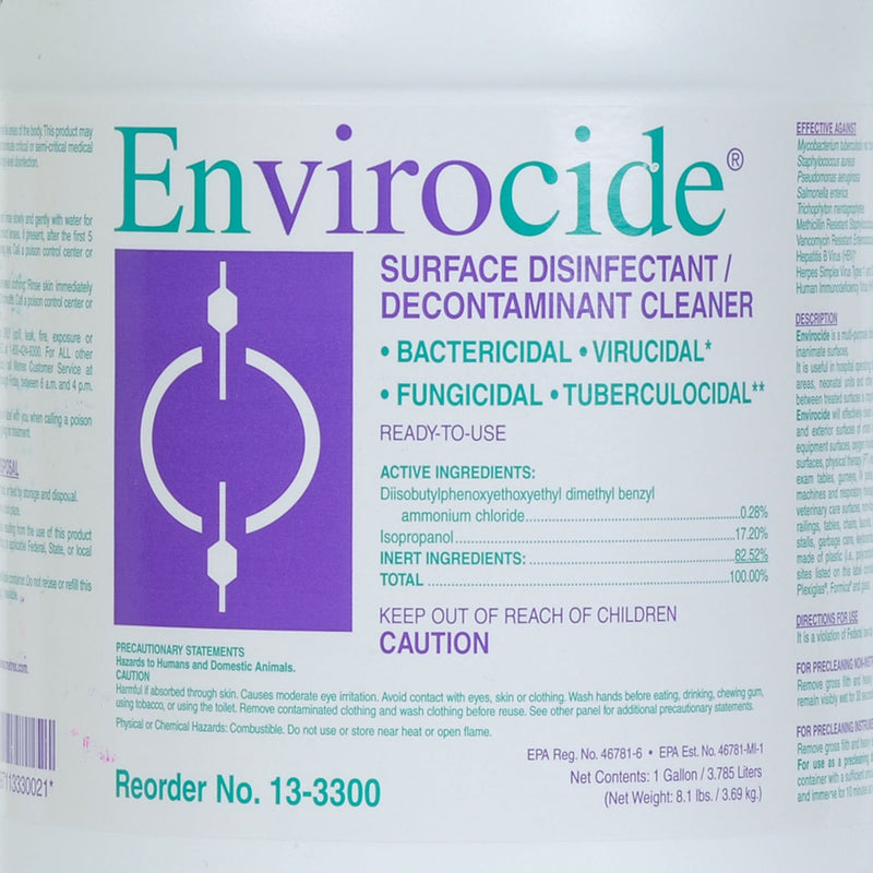 Envirocide® Surface Disinfectant Cleaner Broad Spectrum Manual Pour Liquid 1 gal. Jug Alcohol Scent NonSterile (381083_CS) 4/CS