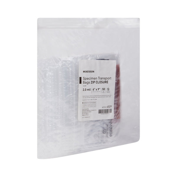 McKesson Specimen Transport Bag 6 X 9 Inch Zip Closure Biohazard Symbol / Storage Instructions NonSterile (854568_BX) 50/BX