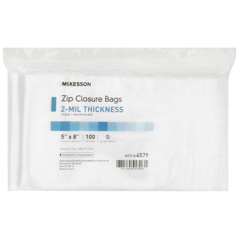 McKesson Reclosable Bag 5 X 8 Inch Polyethylene Clear Zipper Closure (1057373_PK) 1/PK