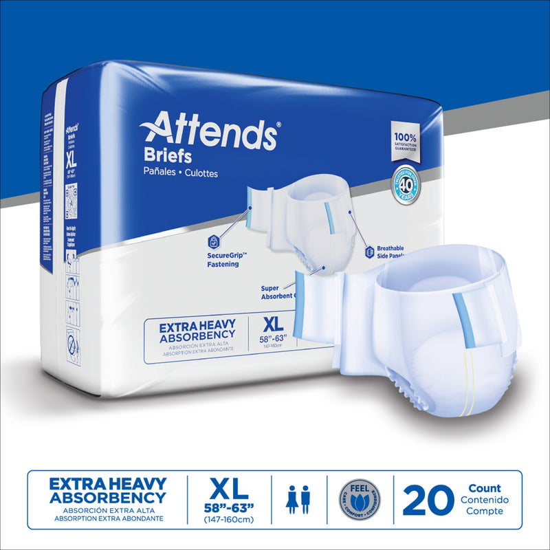 Attends® Care Advanced Unisex Adult Incontinence Brief X-Large Disposable Heavy Absorbency (957931_CS) 60/CS