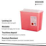 McKesson Prevent® Sharps Container Translucent Red Base 9-1/4 H X 10 W X 6 D Inch Horizontal Entry 2 Gallon (1202201_EA) 1/EA