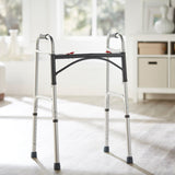 McKesson Dual Release Folding Walker Adjustable Height Aluminum Frame 350 lbs. Weight Capacity 32 to 39 Inch Height (1088076_CS) 1/CS