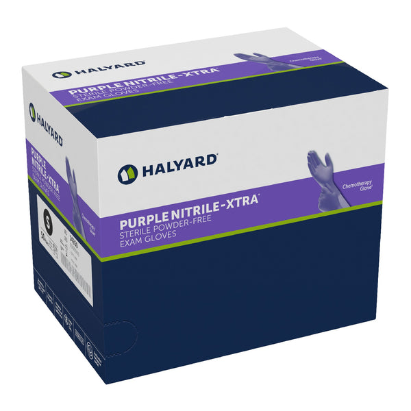 Purple Nitrile-Xtra™ Exam Glove Small Sterile Pair Nitrile Extended Cuff Length Textured Fingertips Purple Chemo Tested (1042397_BX) 50/BX