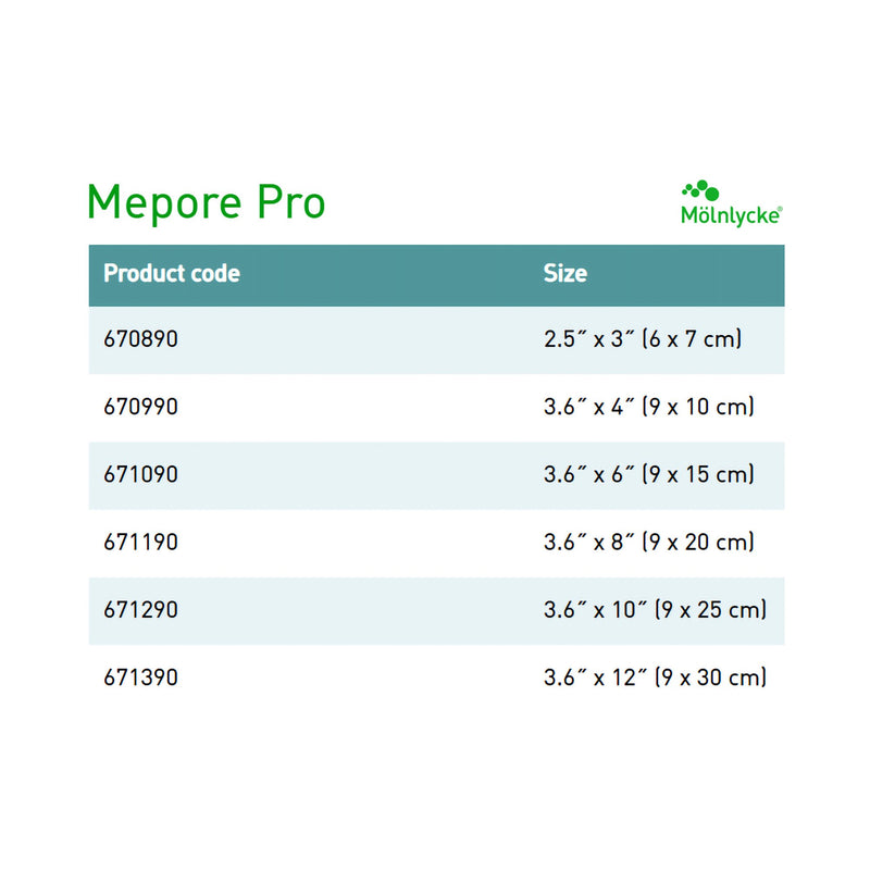 Mepore® Pro Composite Dressing 3-3/5 X 10 Inch Rectangle Sterile Film Backing (571859_BX) 30/BX