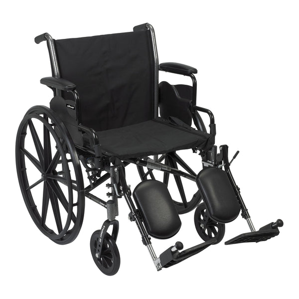 McKesson Lightweight Wheelchair Dual Axle Desk Length Arm Swing-Away Elevating Legrest Black Upholstery 20 Inch Seat Width Adult 300 lbs. Weight Capacity (1065287_EA) 1/EA