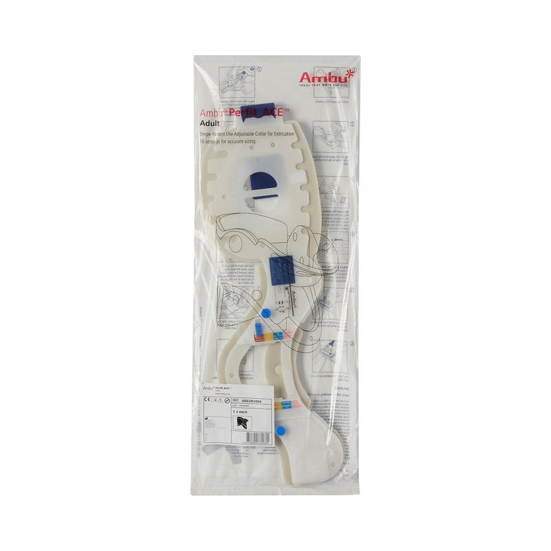 Ambu® Perfit ACE™ Extrication Cervical Collar Preformed Adult One Size Fits Most One-Piece / Trachea Opening Adjustable Height Adjustable Neck Circumference (374576_EA) 1/EA