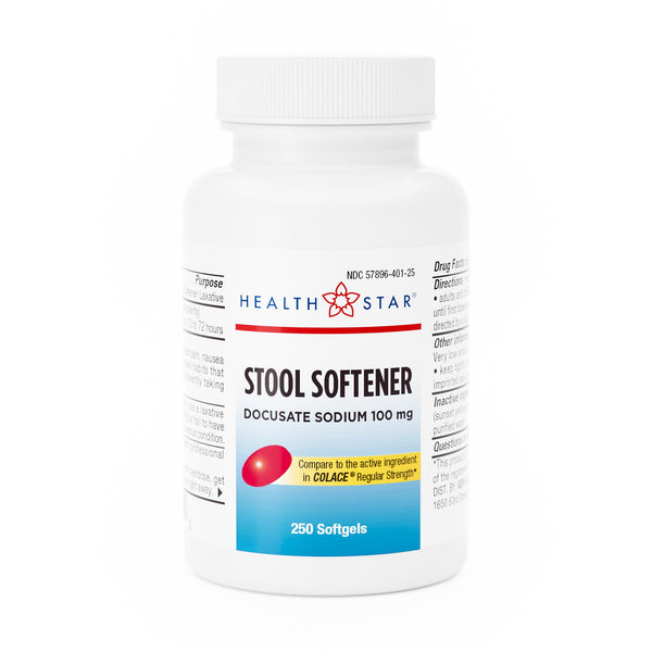 McKesson Brand Stool Softener Softgel 250 per Bottle 100 mg Strength Docusate Sodium (689177_CS) 12/CS