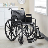 McKesson Lightweight Wheelchair Dual Axle Desk Length Arm Swing-Away Elevating Legrest Black Upholstery 18 Inch Seat Width Adult 300 lbs. Weight Capacity (1065285_EA) 1/EA