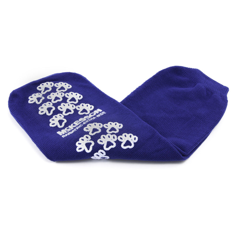 McKesson Terries™ Slipper Socks Unisex Adult Bariatric / X-Wide Single Tread Single Patient Use Royal Blue (480453_PR) 1/PR