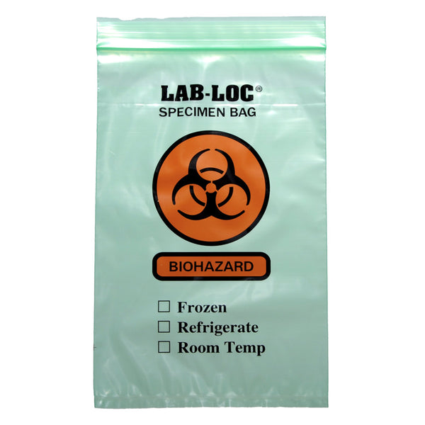 Lab-Loc® Specimen Transport Bag with Document Pouch 6 X 9 Inch Zip Closure Biohazard Symbol / Storage Instructions NonSterile (586195_PK) 1/PK