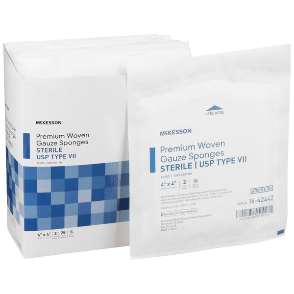McKesson Gauze Sponge 4 X 4 Inch 12-Ply Sterile 2 per Pack (446047_CS) 600/CS