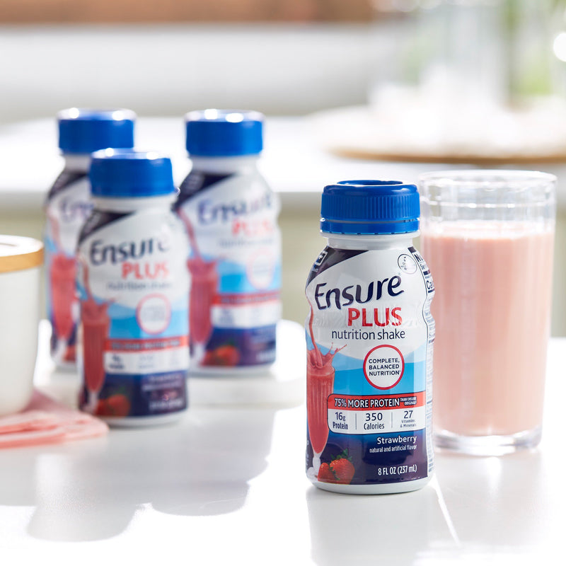 Ensure® Plus Nutrition Shake Oral Supplement Strawberry Flavor Liquid 8 oz. Bottle (649273_PK) 6/PK