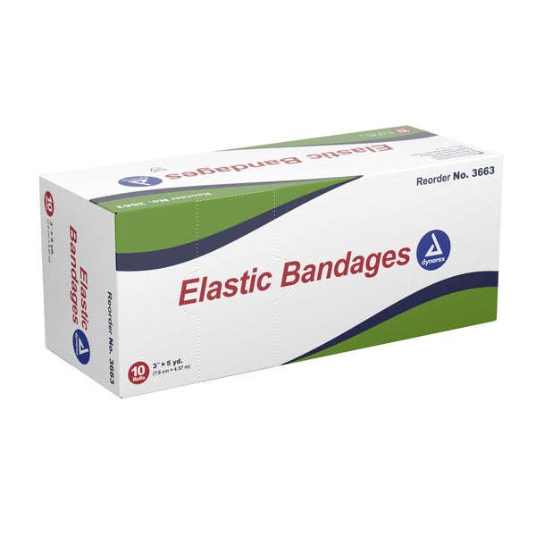 Dynarex® Elastic Bandage 3 Inch X 4-1/2 Yard Clip Detached Closure Tan NonSterile Standard Compression (852209_BX) 10/BX