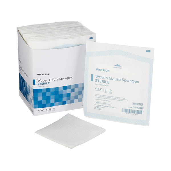 McKesson Gauze Sponge 4 X 4 Inch 8-Ply Sterile 2 per Pack (762704_BX) 50/BX