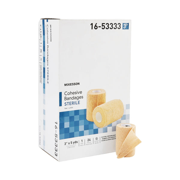 McKesson Cohesive Bandage 3 Inch X 5 Yard Self-Adherent Closure Tan Sterile Standard Compression (520558_EA) 1/EA