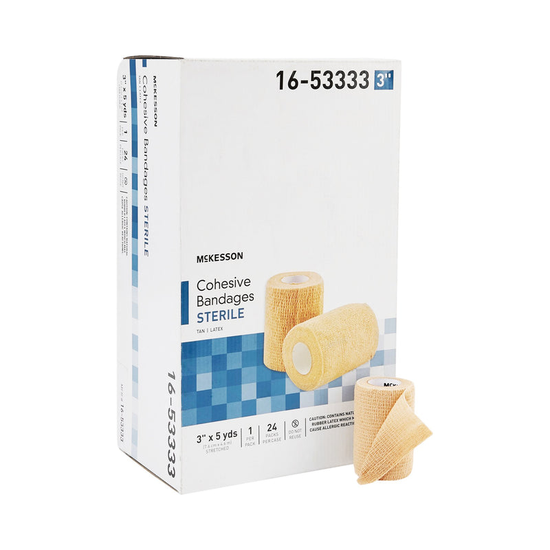 McKesson Cohesive Bandage 3 Inch X 5 Yard Self-Adherent Closure Tan Sterile Standard Compression (520558_EA) 1/EA