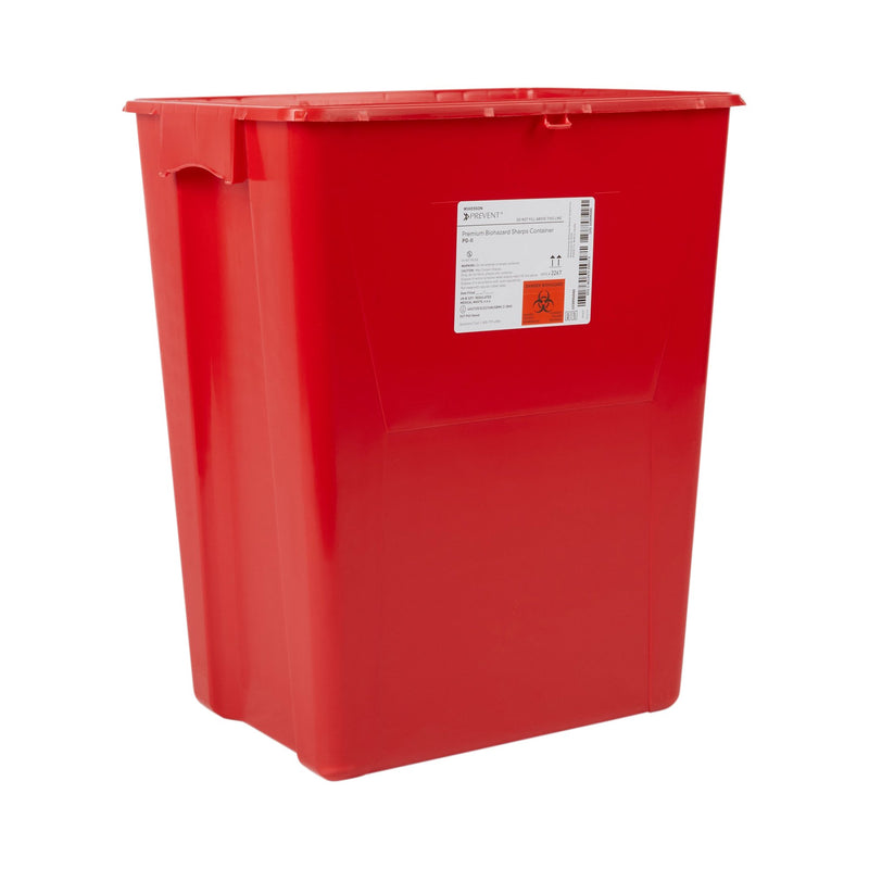 McKesson Prevent® Sharps Container Red Base 24-3/5 H X 17-3/10 W X 13 L Inch Vertical Entry 18 Gallon (862336_CS) 7/CS