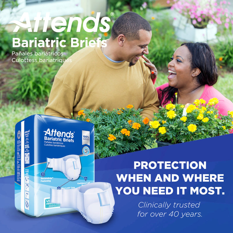 Attends® Bariatric Unisex Adult Incontinence Brief 3X-Large Disposable Heavy Absorbency (1247855_BG) 12/BG