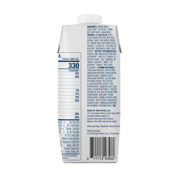 Kate Farms Nutrition Shake Oral Supplement Chocolate Flavor Liquid 11 oz. Carton (1170427_EA) 1/EA